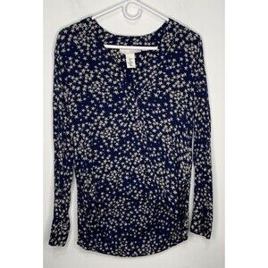 L.O.G.G. Blouse Stars Blue Tan Size 4